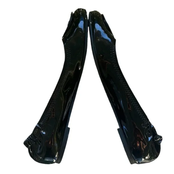 Tory Burch Reva Black Patent Leather Ballet Flats - 8