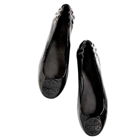 Tory Burch Reva Black Patent Leather Ballet Flats - 8