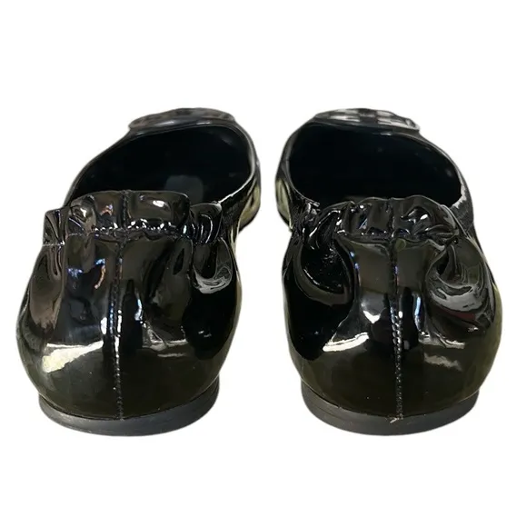 Tory Burch Reva Black Patent Leather Ballet Flats - 8
