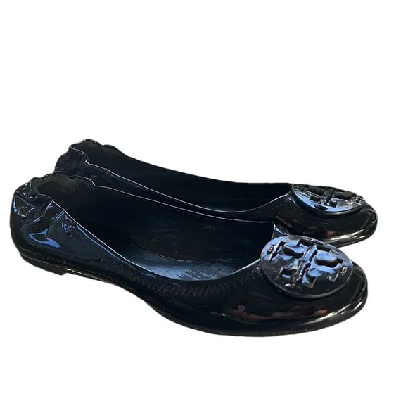 Tory Burch Reva Black Patent Leather Ballet Flats - 8