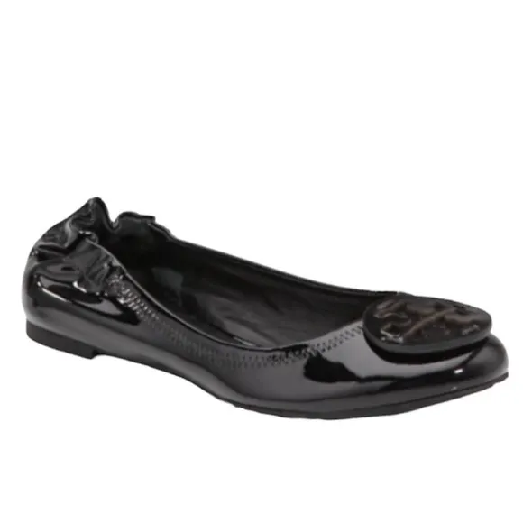 Tory Burch Reva Black Patent Leather Ballet Flats - 8
