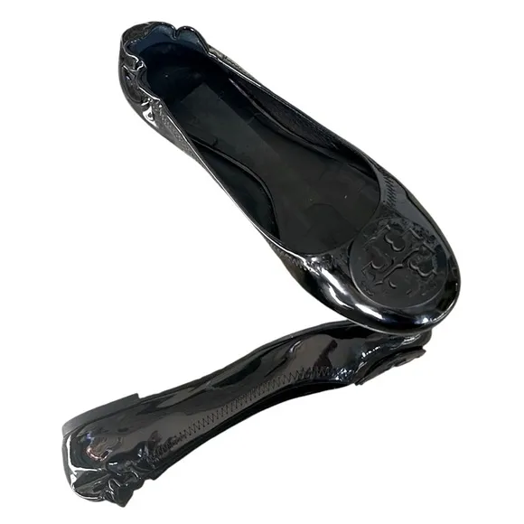 Tory Burch Reva Black Patent Leather Ballet Flats - 8