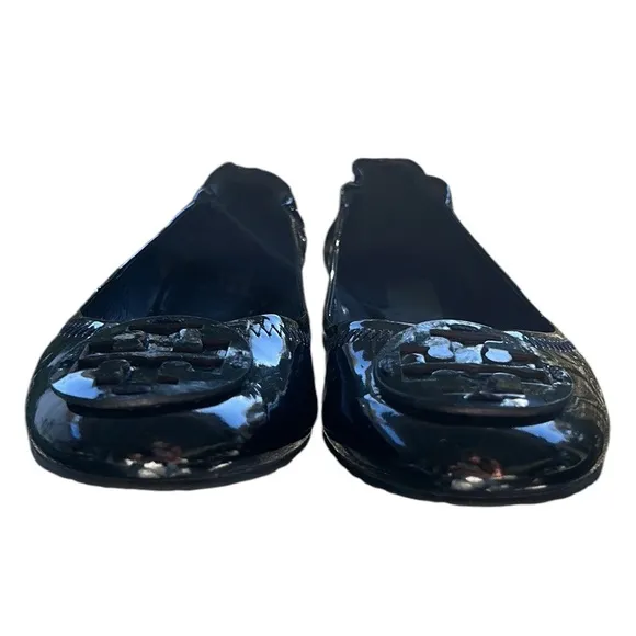 Tory Burch Reva Black Patent Leather Ballet Flats - 8