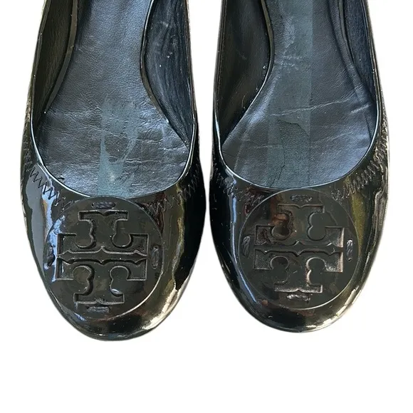 Tory Burch Reva Black Patent Leather Ballet Flats - 8
