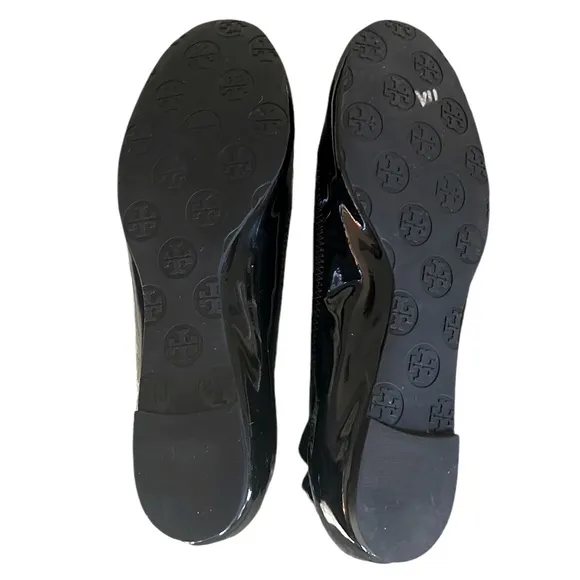 Tory Burch Reva Black Patent Leather Ballet Flats - 8