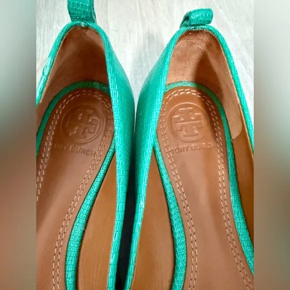 Tory Burch Shoes Mini Miller Ballet Flat Size 6.5 Pond Green