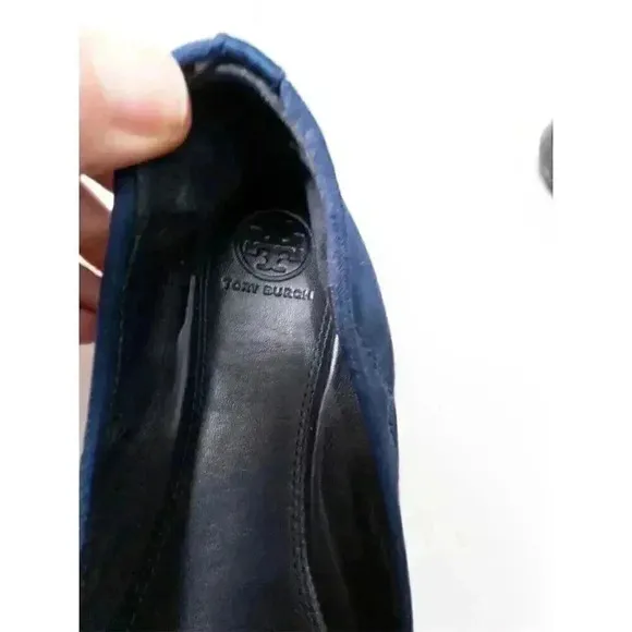 Tory Burch Velvet Bow Ballet Flats Navy Blue Size 8 Women's Shoes