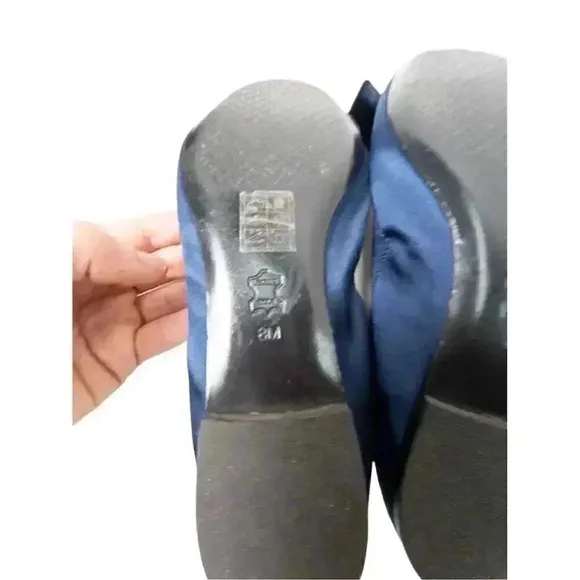 Tory Burch Velvet Bow Ballet Flats Navy Blue Size 8 Women's Shoes