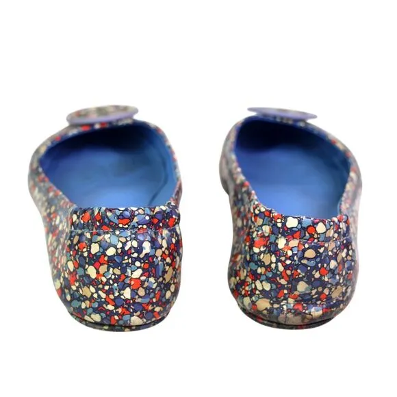 Tory Burch MULTICOLOR GENUINE LEATHER FLAT ROUND TOE BALLET SLIP ON SHOES Sz 7.5