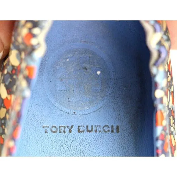 Tory Burch MULTICOLOR GENUINE LEATHER FLAT ROUND TOE BALLET SLIP ON SHOES Sz 7.5
