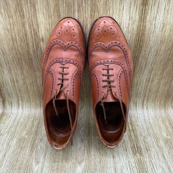 Tricker's‎ Oxford Dress Shoes Mens Size US 8.5 UK 7.5 Brown Leather Wingtip