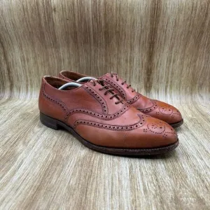 Tricker's‎ Oxford Dress Shoes Mens Size US 8.5 UK 7.5 Brown Leather Wingtip