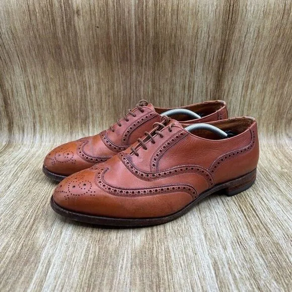 Tricker's‎ Oxford Dress Shoes Mens Size US 8.5 UK 7.5 Brown Leather Wingtip