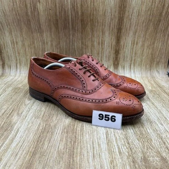 Tricker's‎ Oxford Dress Shoes Mens Size US 8.5 UK 7.5 Brown Leather Wingtip