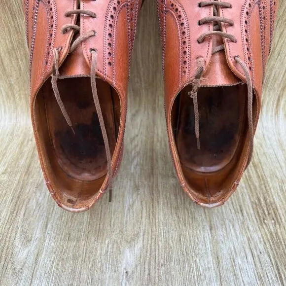 Tricker's‎ Oxford Dress Shoes Mens Size US 8.5 UK 7.5 Brown Leather Wingtip