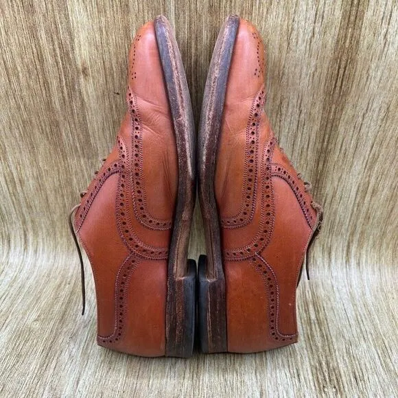 Tricker's‎ Oxford Dress Shoes Mens Size US 8.5 UK 7.5 Brown Leather Wingtip