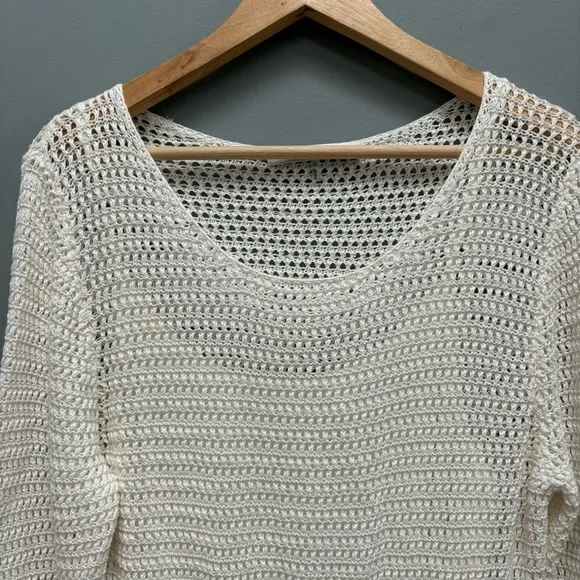 Trina Turk Gloria Dress Crochet White Bell Sleeves XL