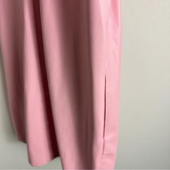 Trina Turk Pink Faux Leather Ruffled Neck Twin Falls Size XS MSRP $358