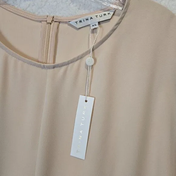 Trina Turk Womens Belted Minimalist Midi Event Work Dress Sz XL Flowy Preppy