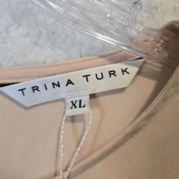 Trina Turk Womens Belted Minimalist Midi Event Work Dress Sz XL Flowy Preppy