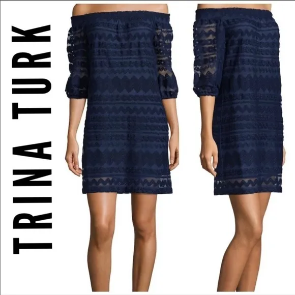 TRINA Turk Women's Blue Hoku Embroidered Dress