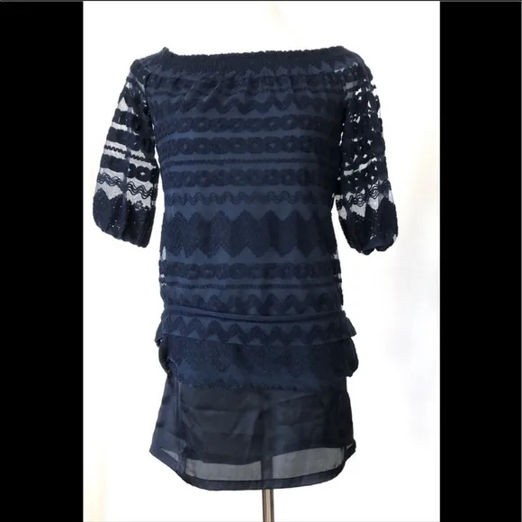 TRINA Turk Women's Blue Hoku Embroidered Dress