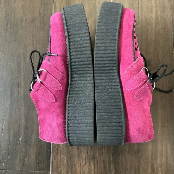 T.U.K. Creepers Woman’s Raspberry Size 5 Punk Rock And Roll Platform Shoes