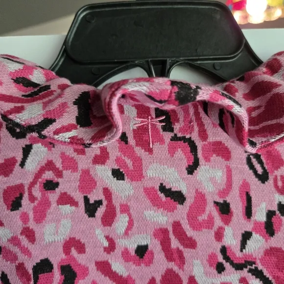 Tyler Boe Pink Leopard Mini Shift Dress With Ruffle Collar Retro