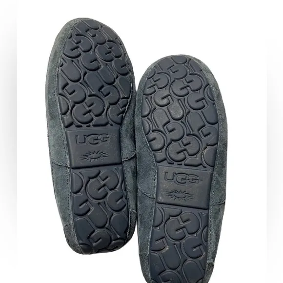 UGG Ascot Slippers Mens 8 Blue Suede Leather Comfort Shearling Shoes 5775