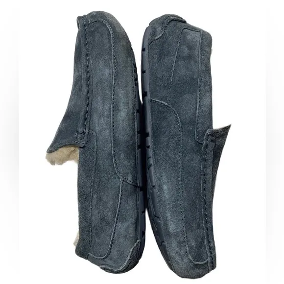 UGG Ascot Slippers Mens 8 Blue Suede Leather Comfort Shearling Shoes 5775