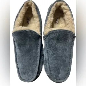 UGG Ascot Slippers Mens 8 Blue Suede Leather Comfort Shearling Shoes 5775