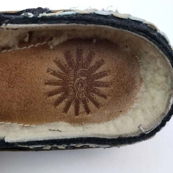 UGG Australia Kohala Womens Size 7 Black Suede Slip On Shearling Mule Shoes 5177