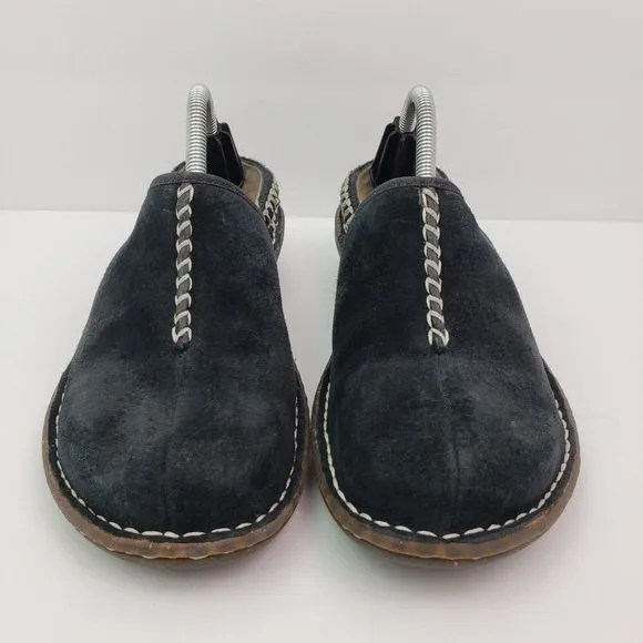 UGG Australia Kohala Womens Size 7 Black Suede Slip On Shearling Mule Shoes 5177