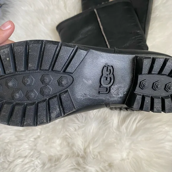 UGG Black Winter Rain Boots with Knee High Design and Sturdy Rubber Soles