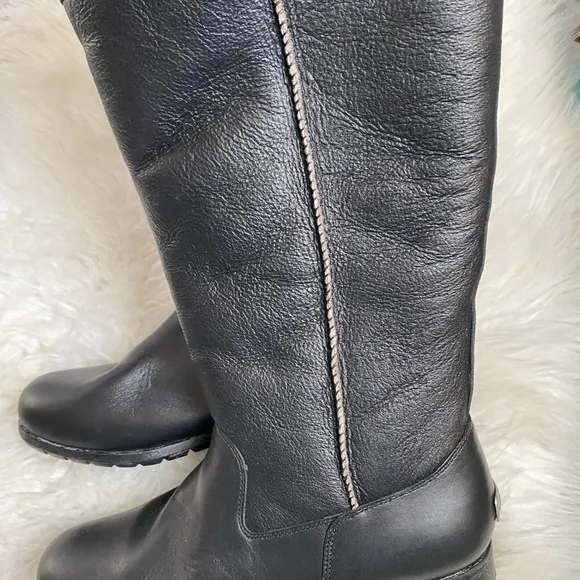 UGG Black Winter Rain Boots with Knee High Design and Sturdy Rubber Soles