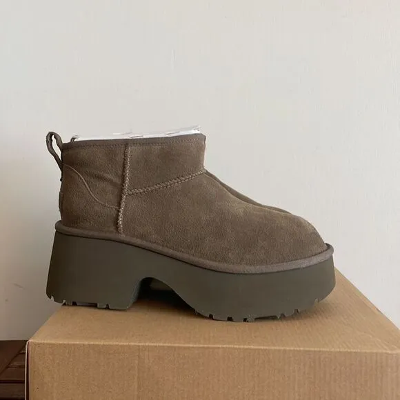 UGG Classic Ultra Mini New Heights Boots Hickory US Women Size 9/UK 7/EU 40
