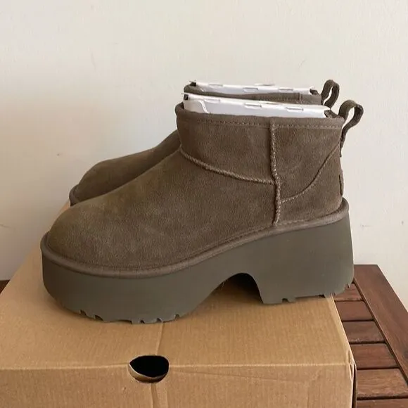 UGG Classic Ultra Mini New Heights Boots Hickory US Women Size 9/UK 7/EU 40