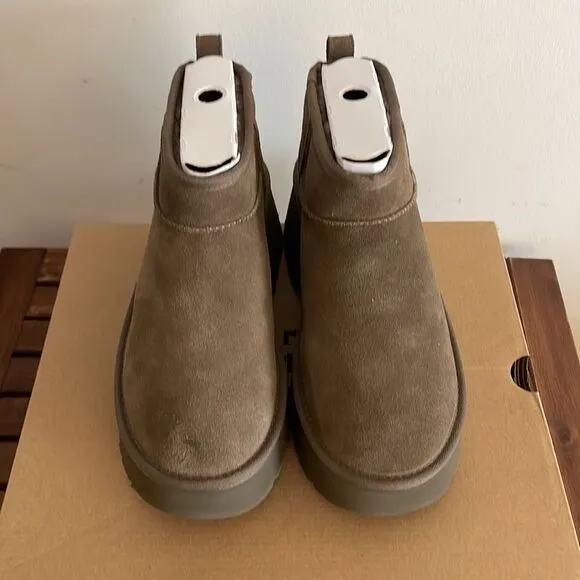 UGG Classic Ultra Mini New Heights Boots Hickory US Women Size 9/UK 7/EU 40
