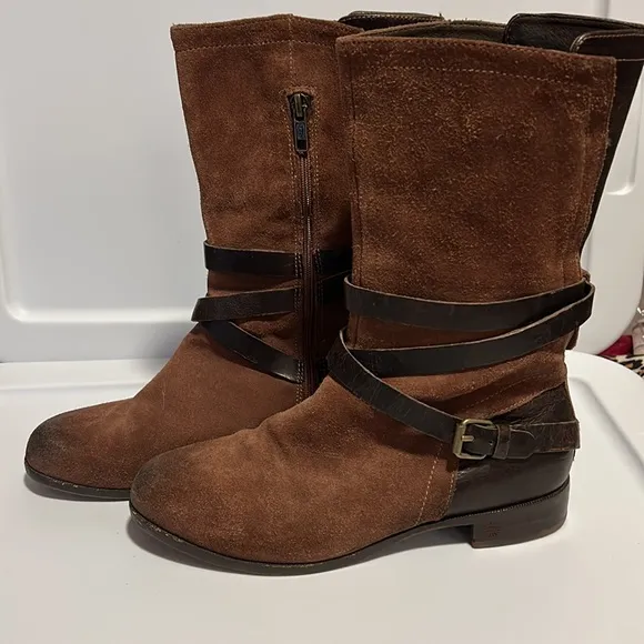 UGG Deanna Suede Leather Moto Boots Size 7
