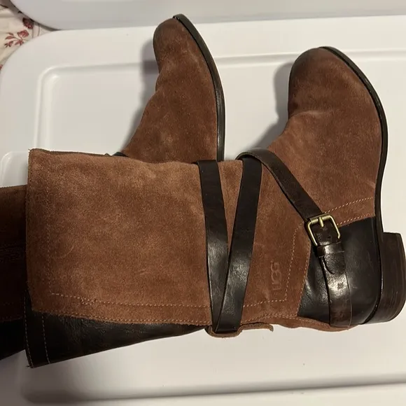UGG Deanna Suede Leather Moto Boots Size 7
