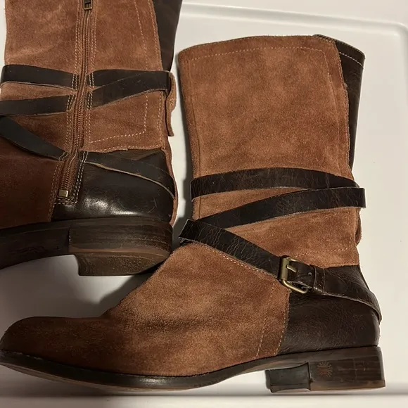 UGG Deanna Suede Leather Moto Boots Size 7