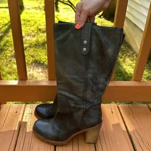 Ugg Gray Leather Heel Knee High Boots Womens 1001643