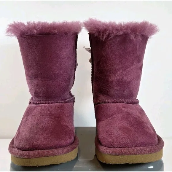 UGG Kids' Bailey Bow II Boot Burgundy With Polka Dot Bows S/N 1109954T