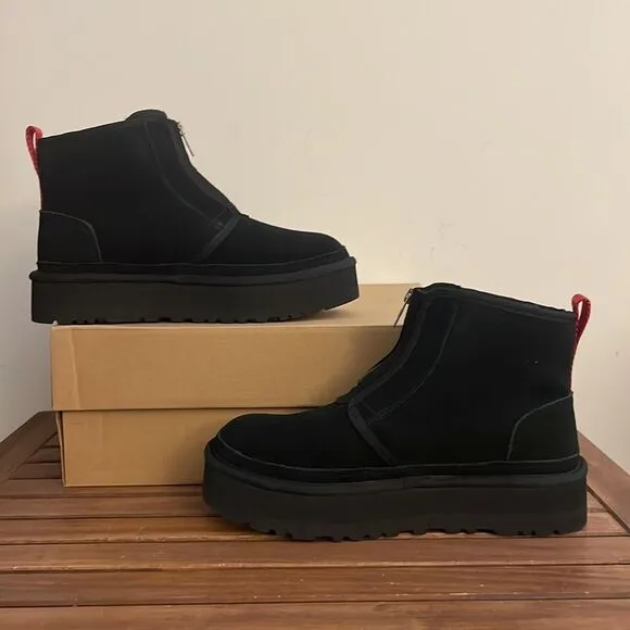 UGG Neumel Zip Platform Boots Black Women Size 9