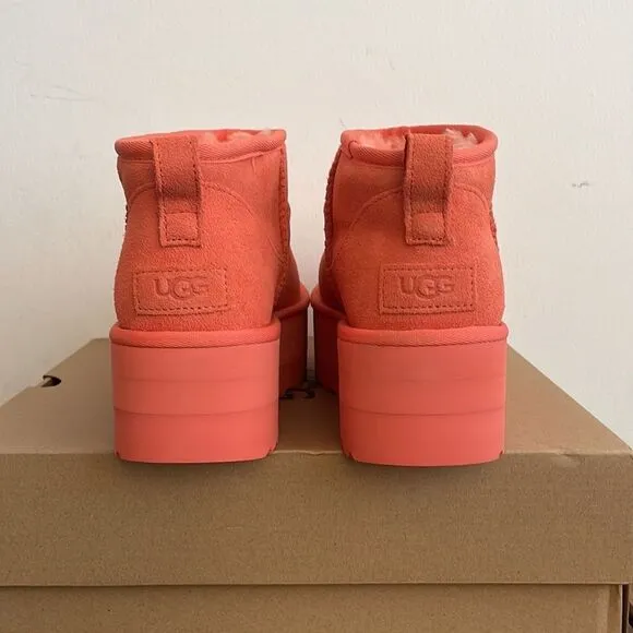 UGG Classic Ultra Mini Platform Boots Vibrant Coral USA Women Size 9/UK 7/EU 40