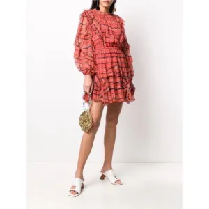 ULLA JOHNSON Aberdeen Silk Dress in Chili Tie Dye Sz 4