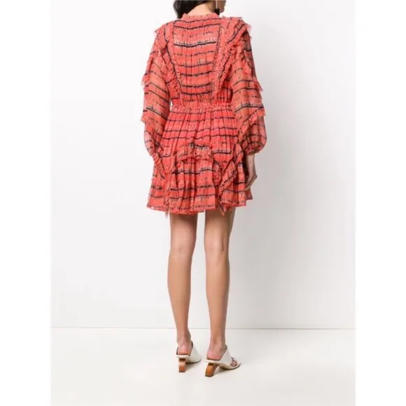 ULLA JOHNSON Aberdeen Silk Dress in Chili Tie Dye Sz 4