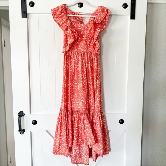 Ulla Johnson Freida Dress Printed Cotton Coral Batik Orange Size 2