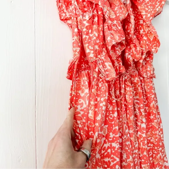 Ulla Johnson Freida Dress Printed Cotton Coral Batik Orange Size 2