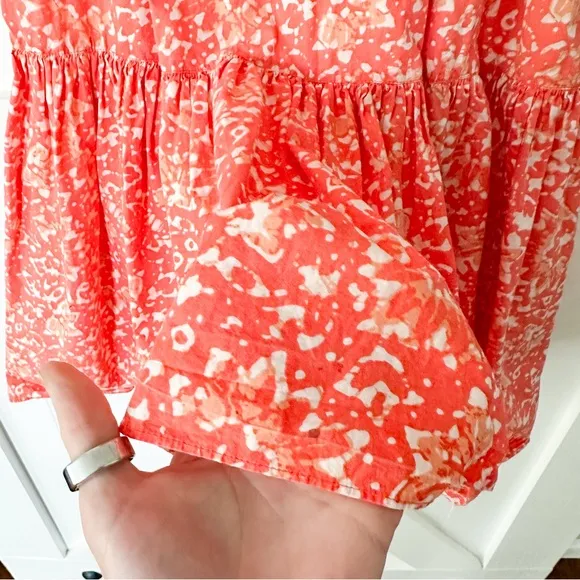 Ulla Johnson Freida Dress Printed Cotton Coral Batik Orange Size 2